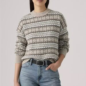 Levi's Beige & Ivory Fair Isle Crewneck Sweater